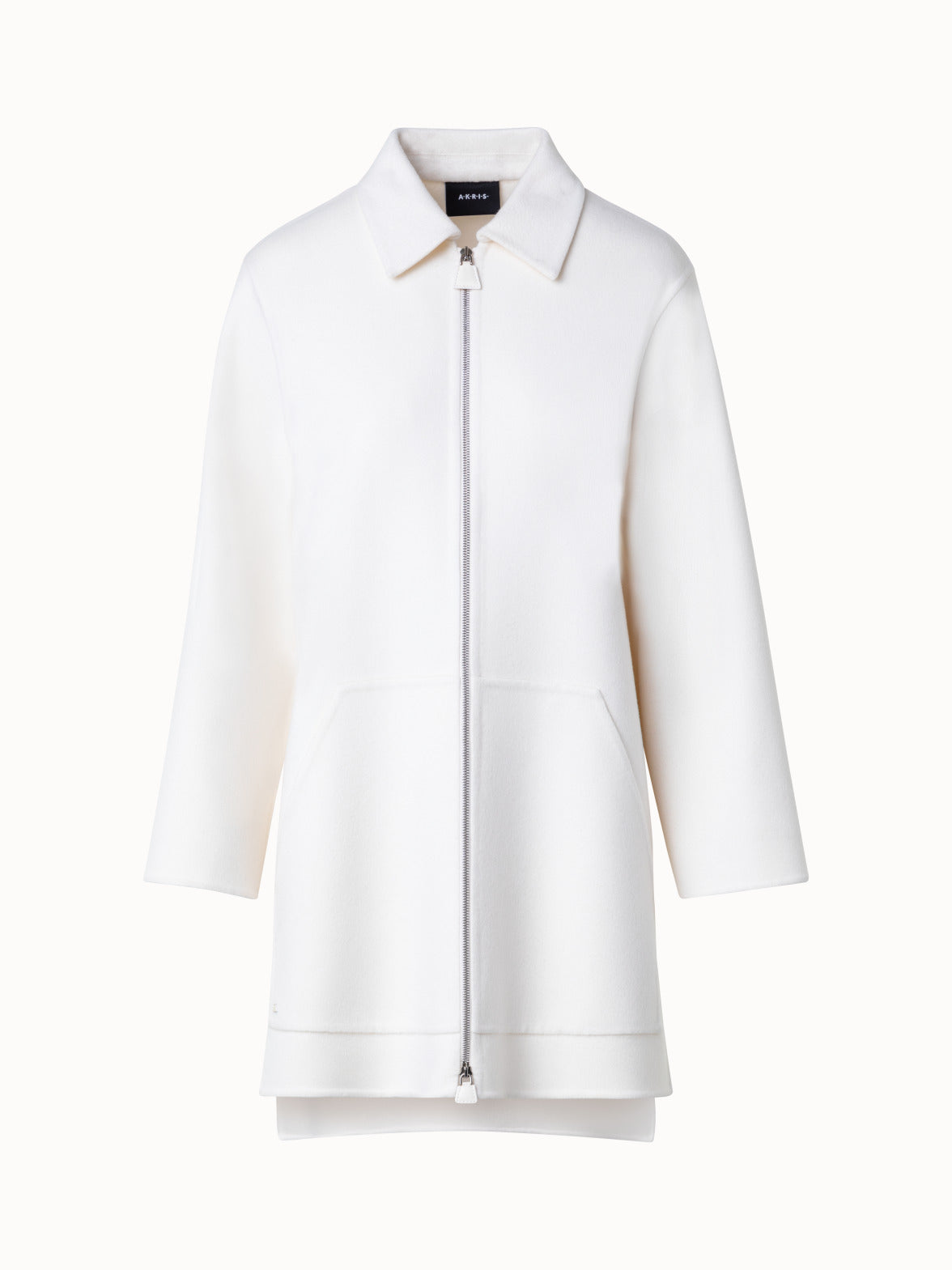 Short Coat in 100% Cashmere Double-Face - white - ecru