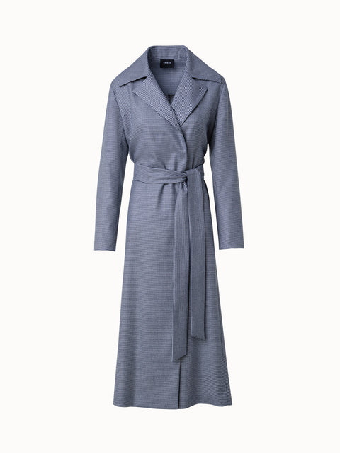 Long and Light Cashmere Coat in Houndstooth Design