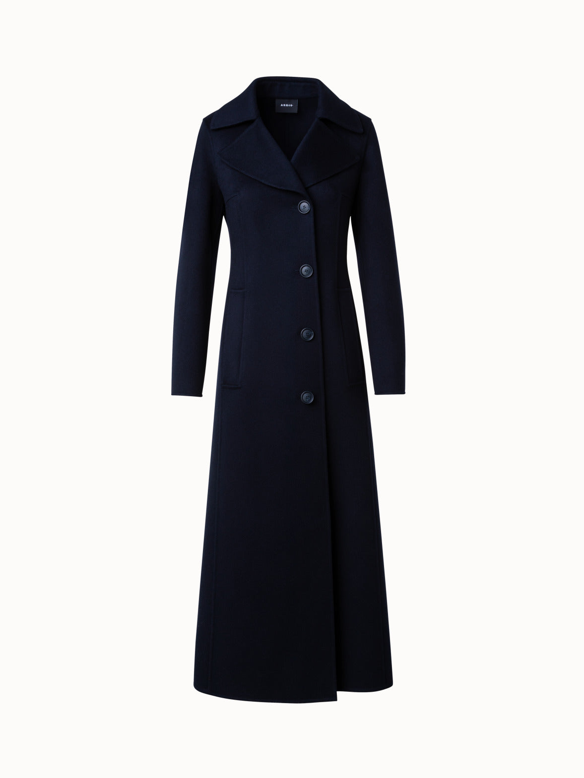 Long Single Breasted Coat in Cashmere Double-Face - blue - navy