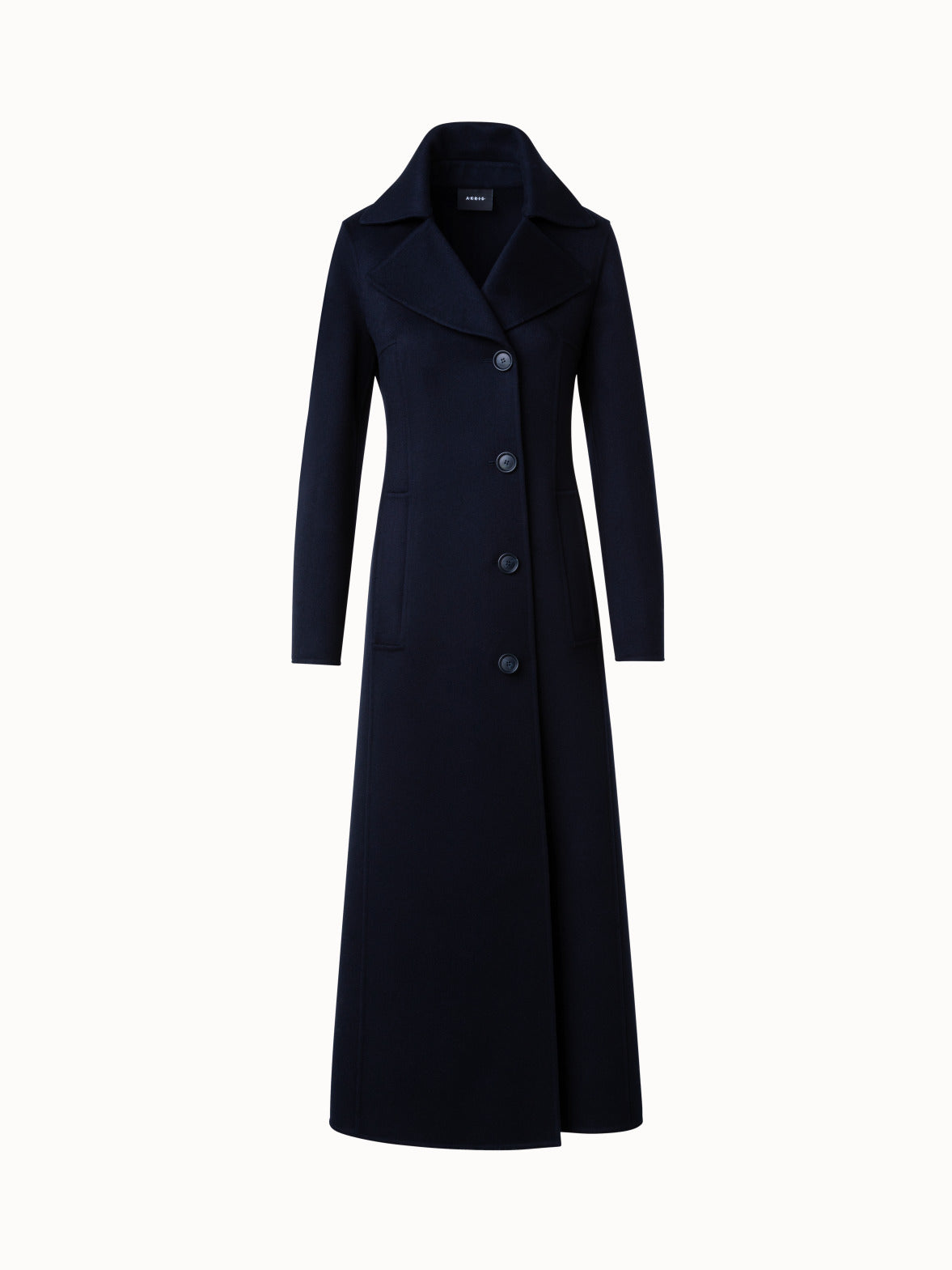 Long Single Breasted Coat in Cashmere Double-Face - blue - navy