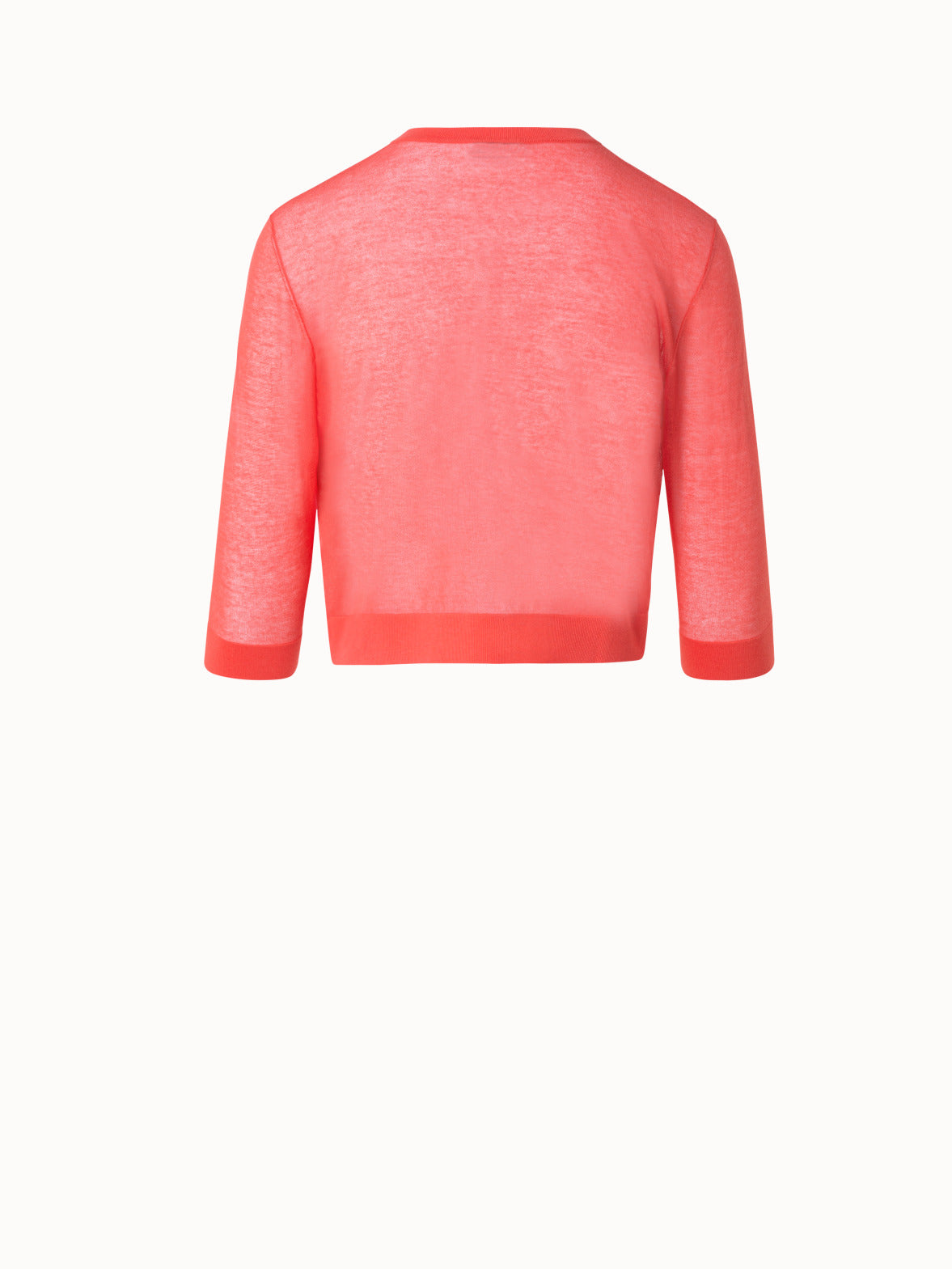 Semi-Sheer Short Knit Cardigan in Cotton Blend - orange