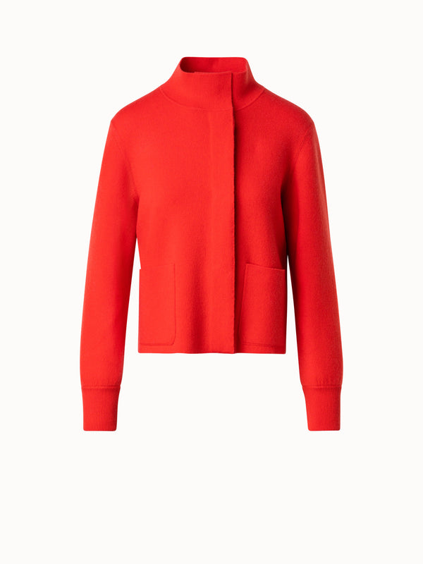 Knit Cardigan in 100% Cashmere Double-Face  - red