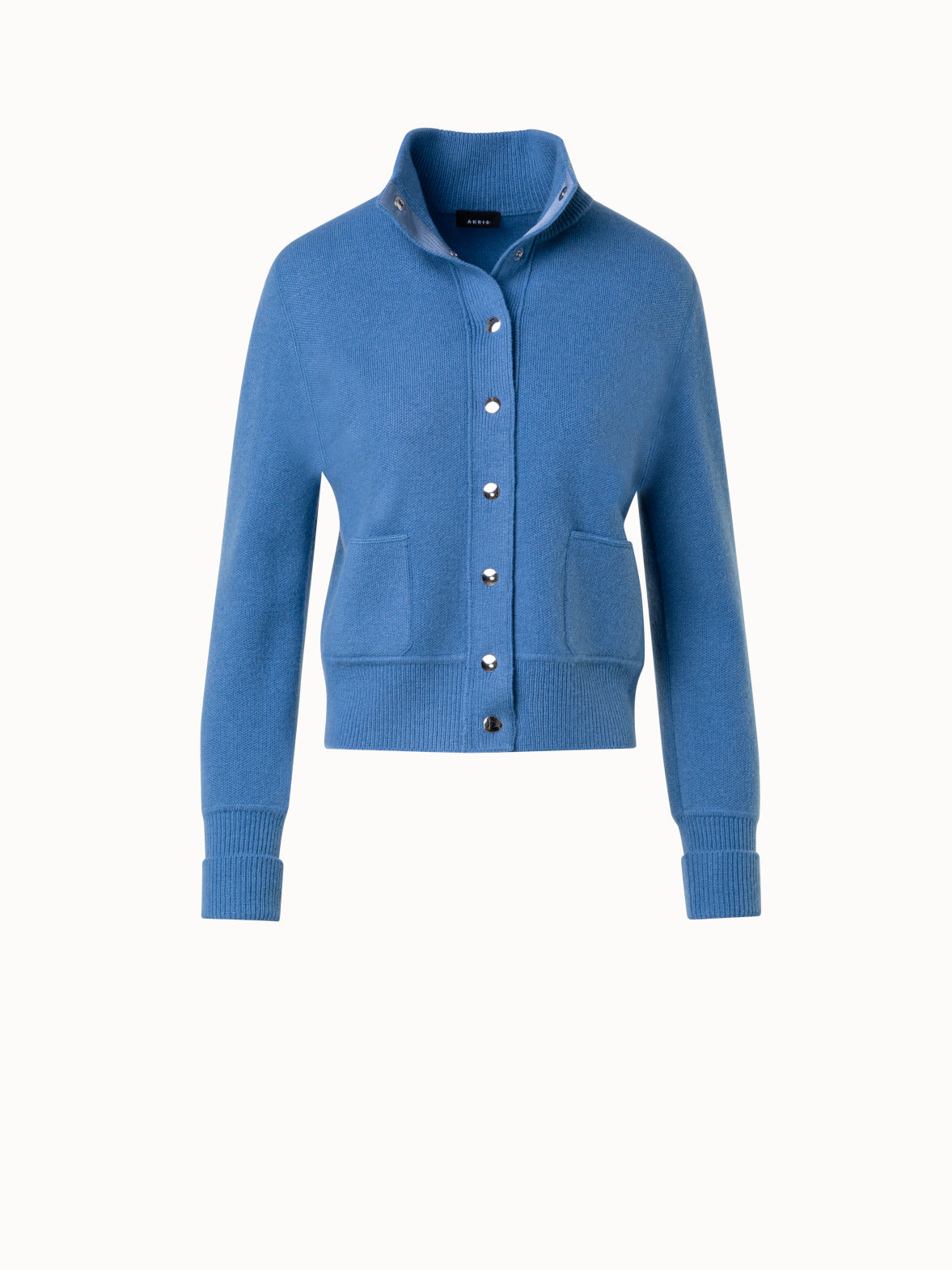 Cashmere Piqué Knit Cardigan - blue