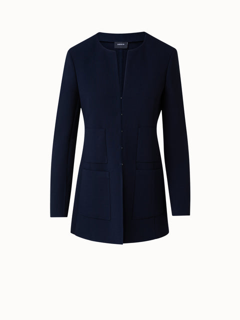 Wool Stretch Double-Face Long Jacket