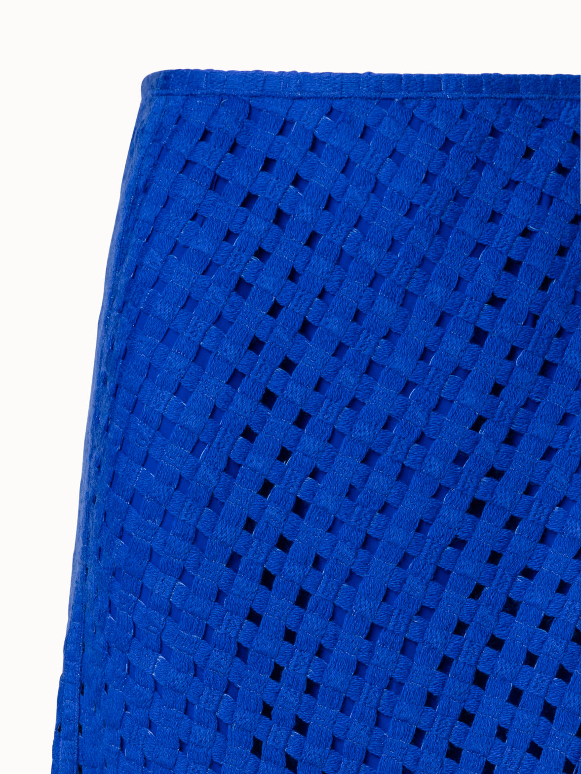 Midi Skirt in Checkered Grid Embroidery - blue