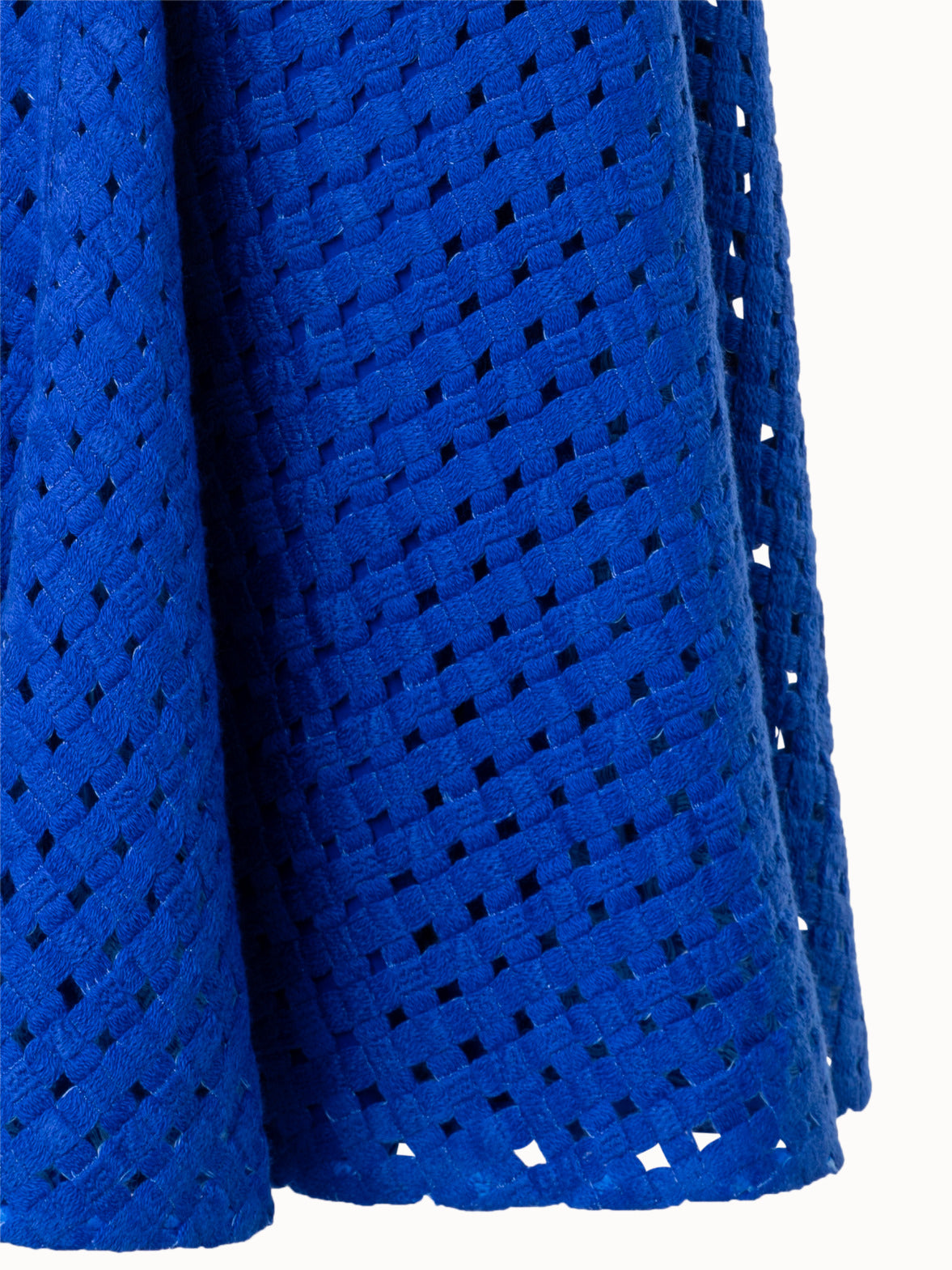 Midi Skirt in Checkered Grid Embroidery - blue