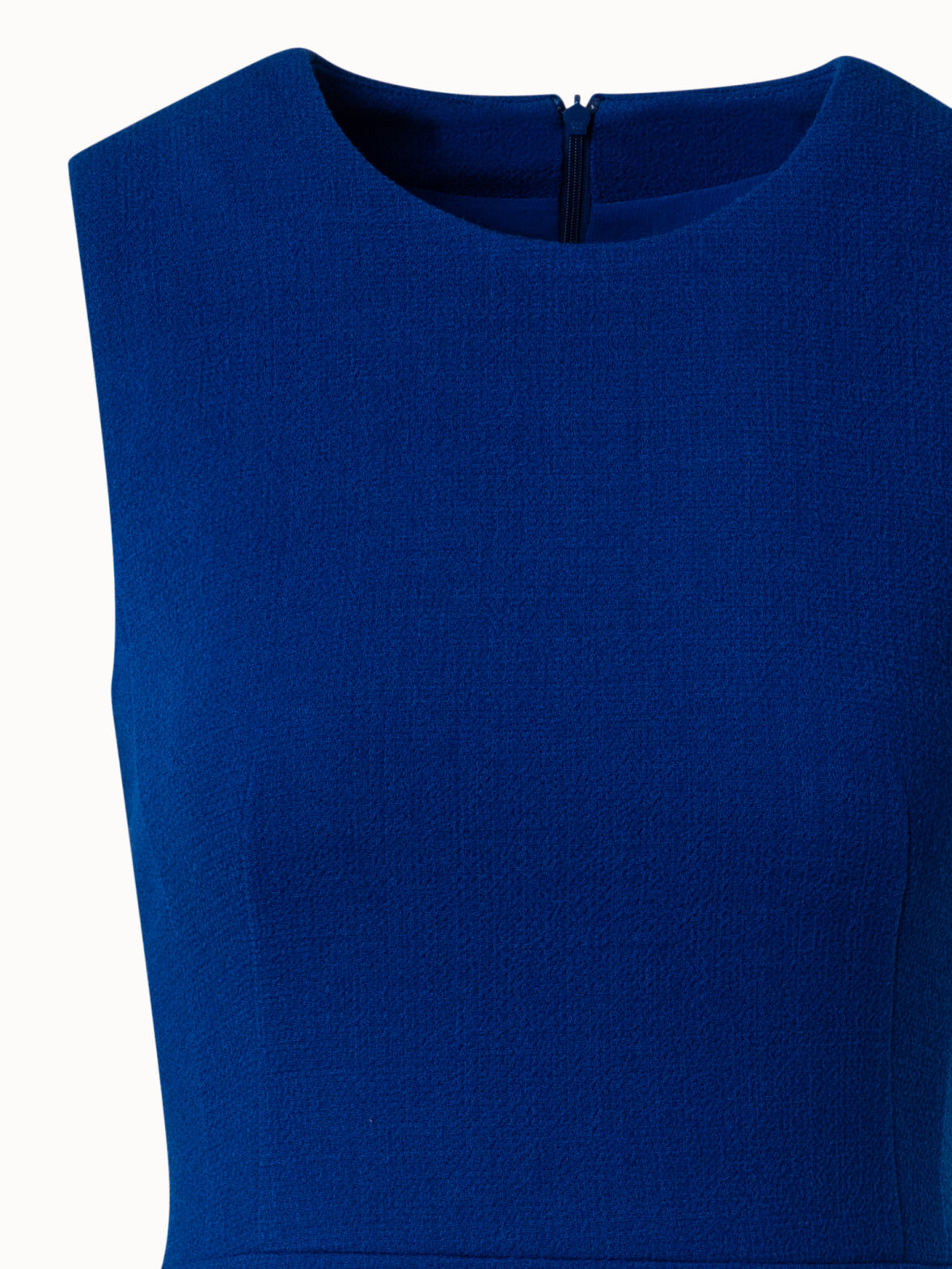 Wool Crêpe Double-Face Sheath Dress with A-Line Skirt - blue