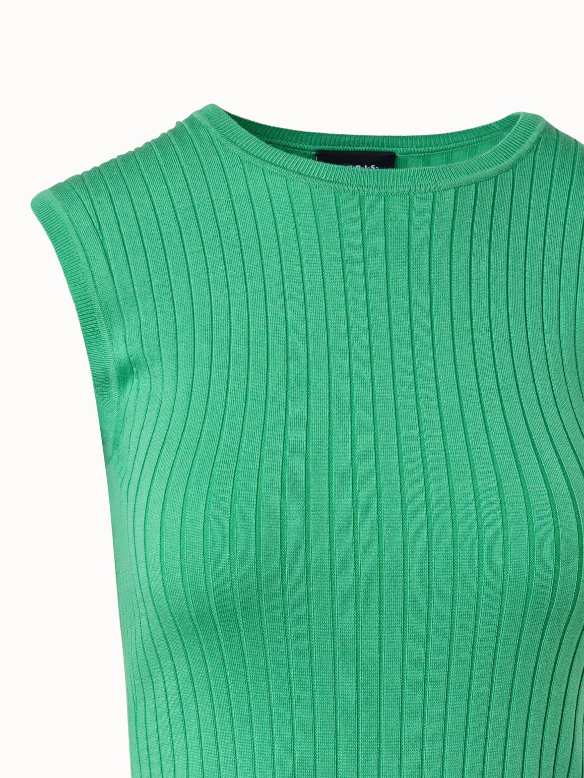 Silk Cotton Stretch Ribbed Fine Knit Top - green