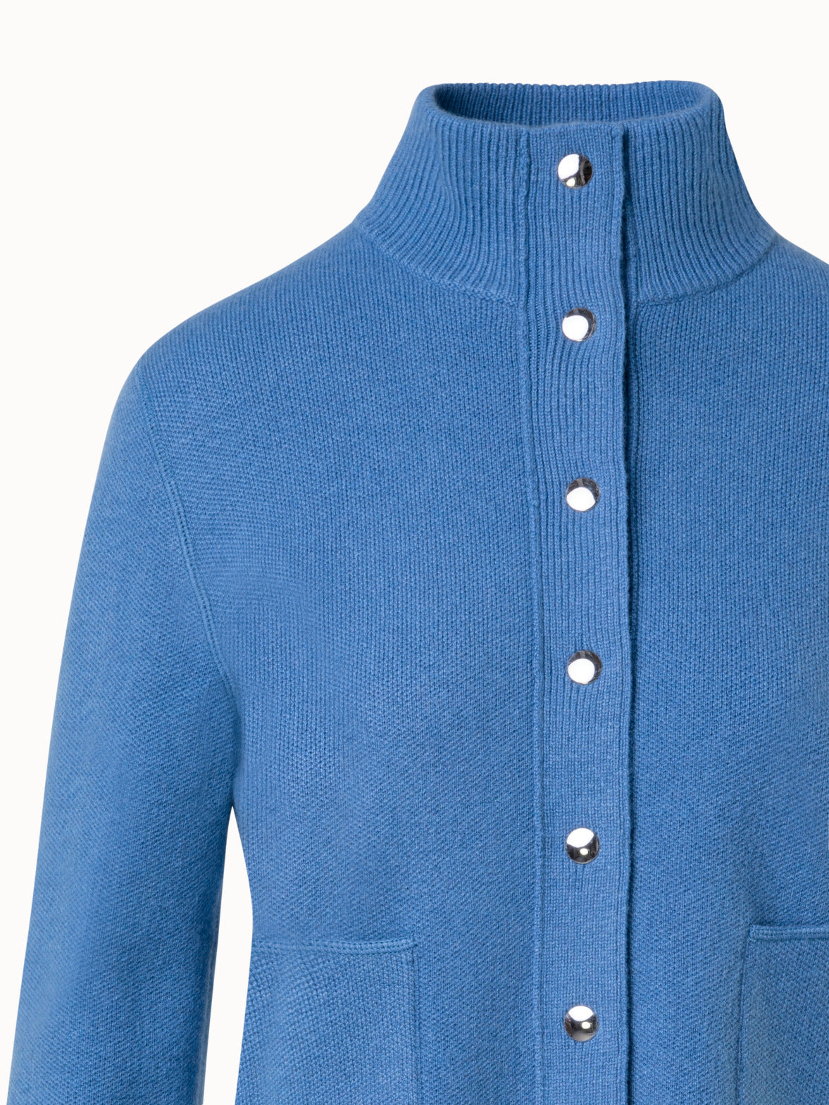 Cashmere Piqué Knit Cardigan - blue