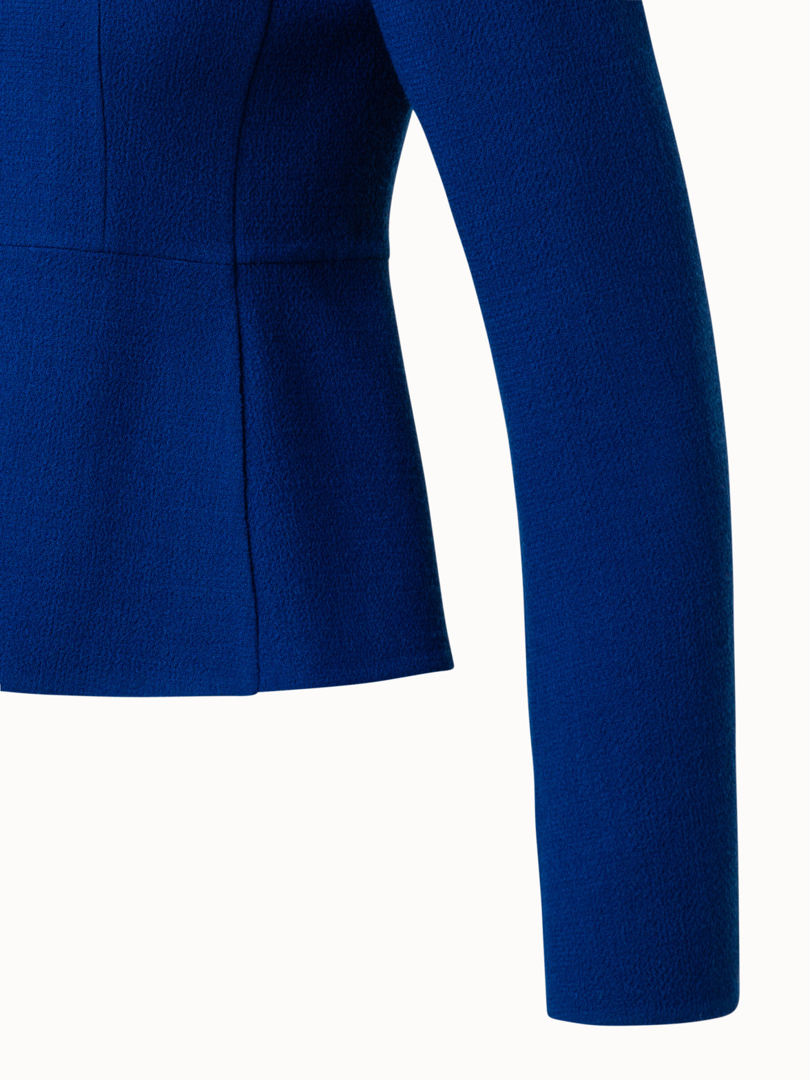 Short Jacket with Mock Neck in Wool Crêpe Double-Face - blue