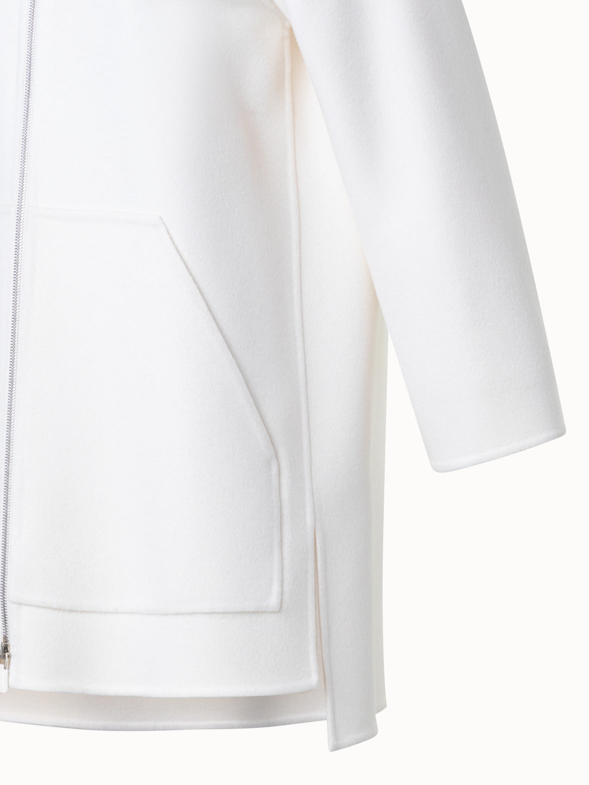 Short Coat in 100% Cashmere Double-Face - white - ecru