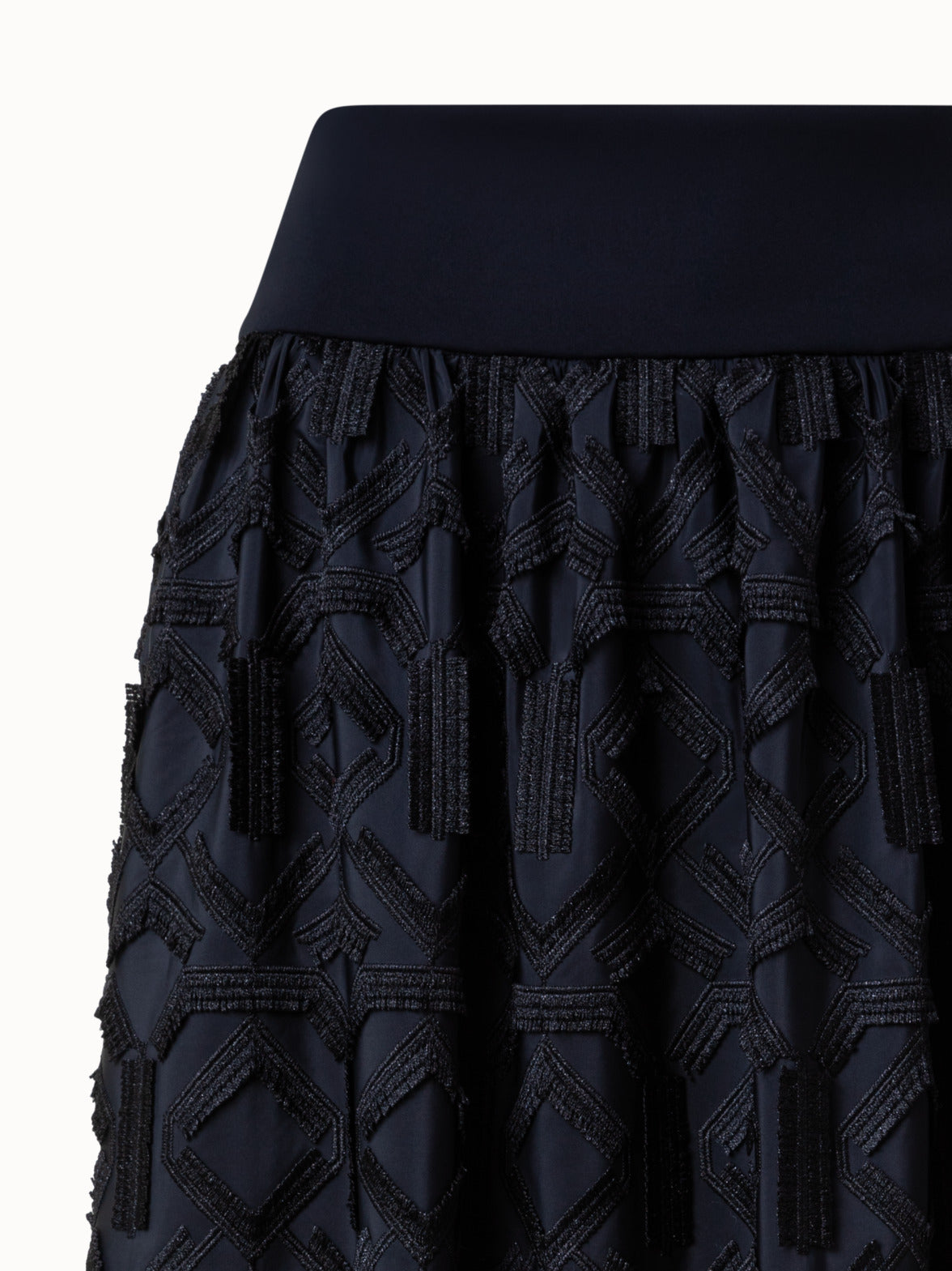 Maxi Skirt with Fringe Embroidery - black