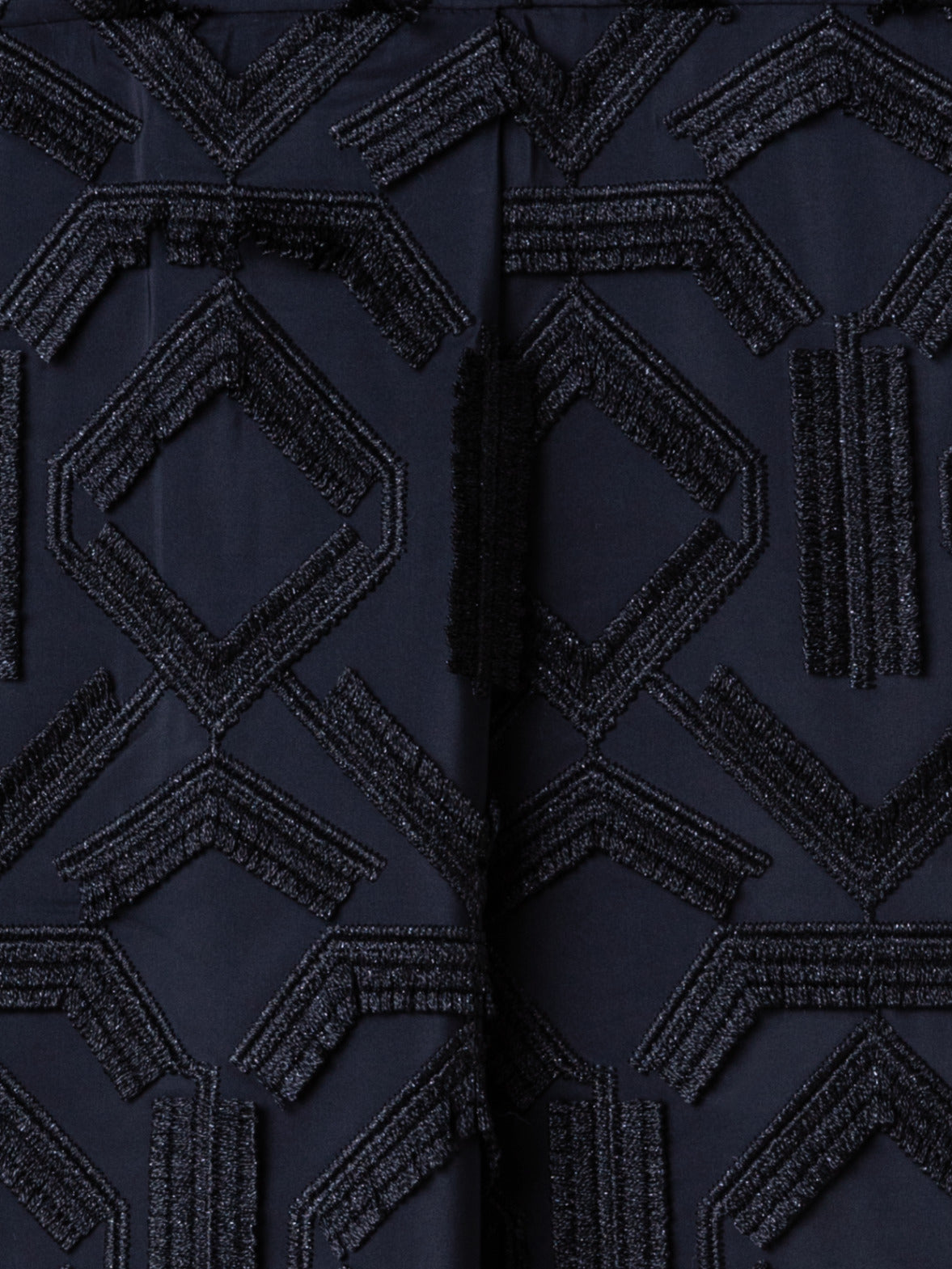 Blouse with Fringe Embroidery and Puff Shoulders - black