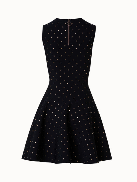 Fit and Flare Dress with Gold Polka Dot Studs