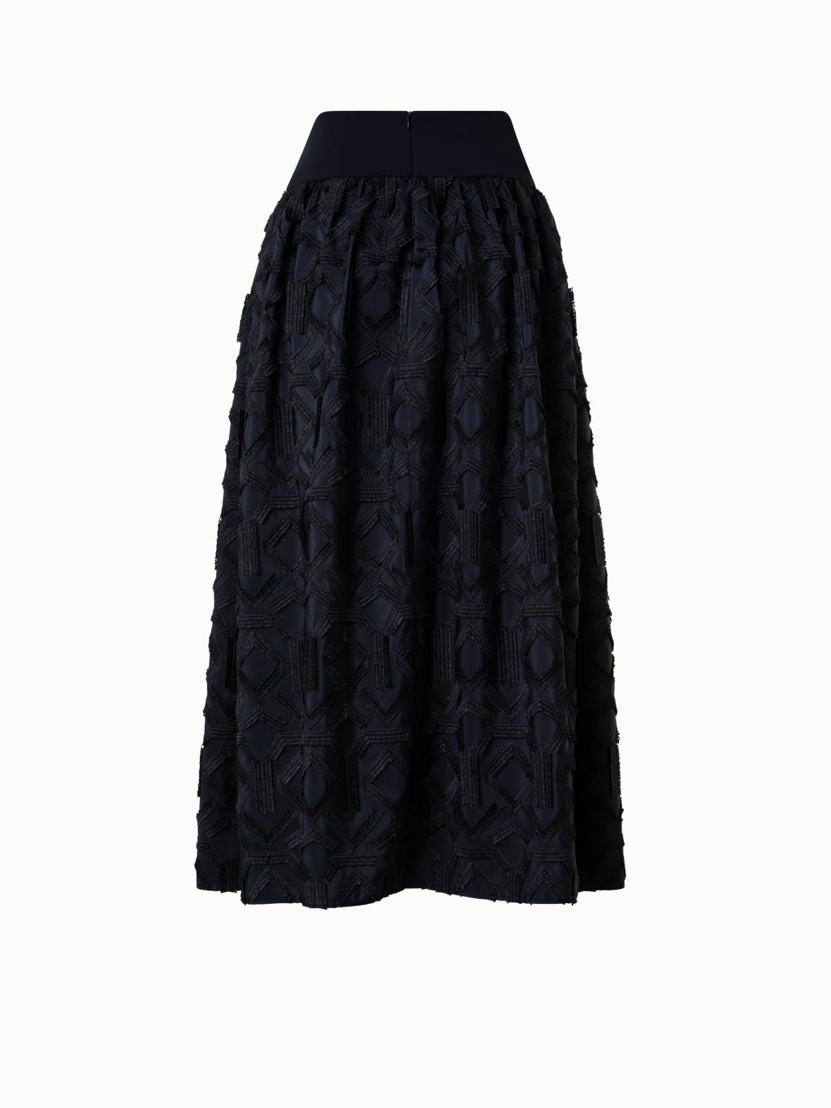 Maxi Skirt with Fringe Embroidery - black