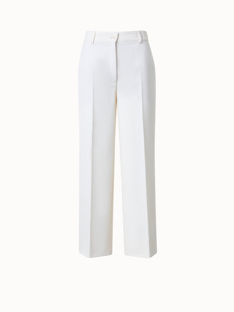 Straight Cropped Pants in Wool Tricotine