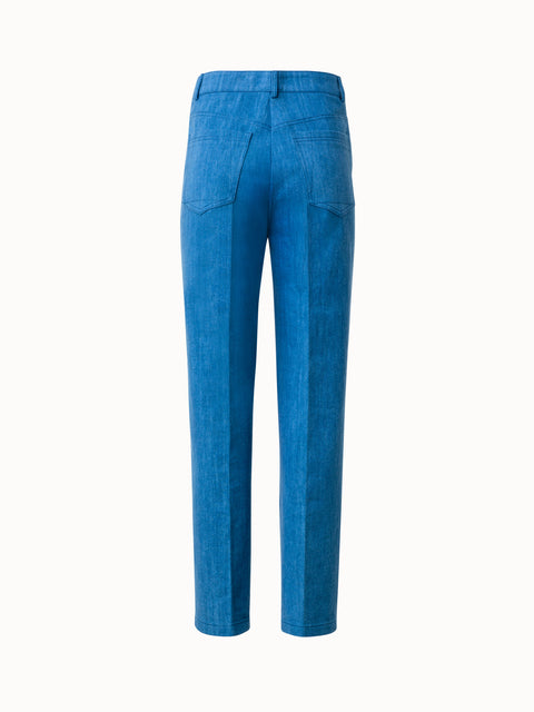 Cotton-Denim-Stretch-Pants with Straight Cropped Leg