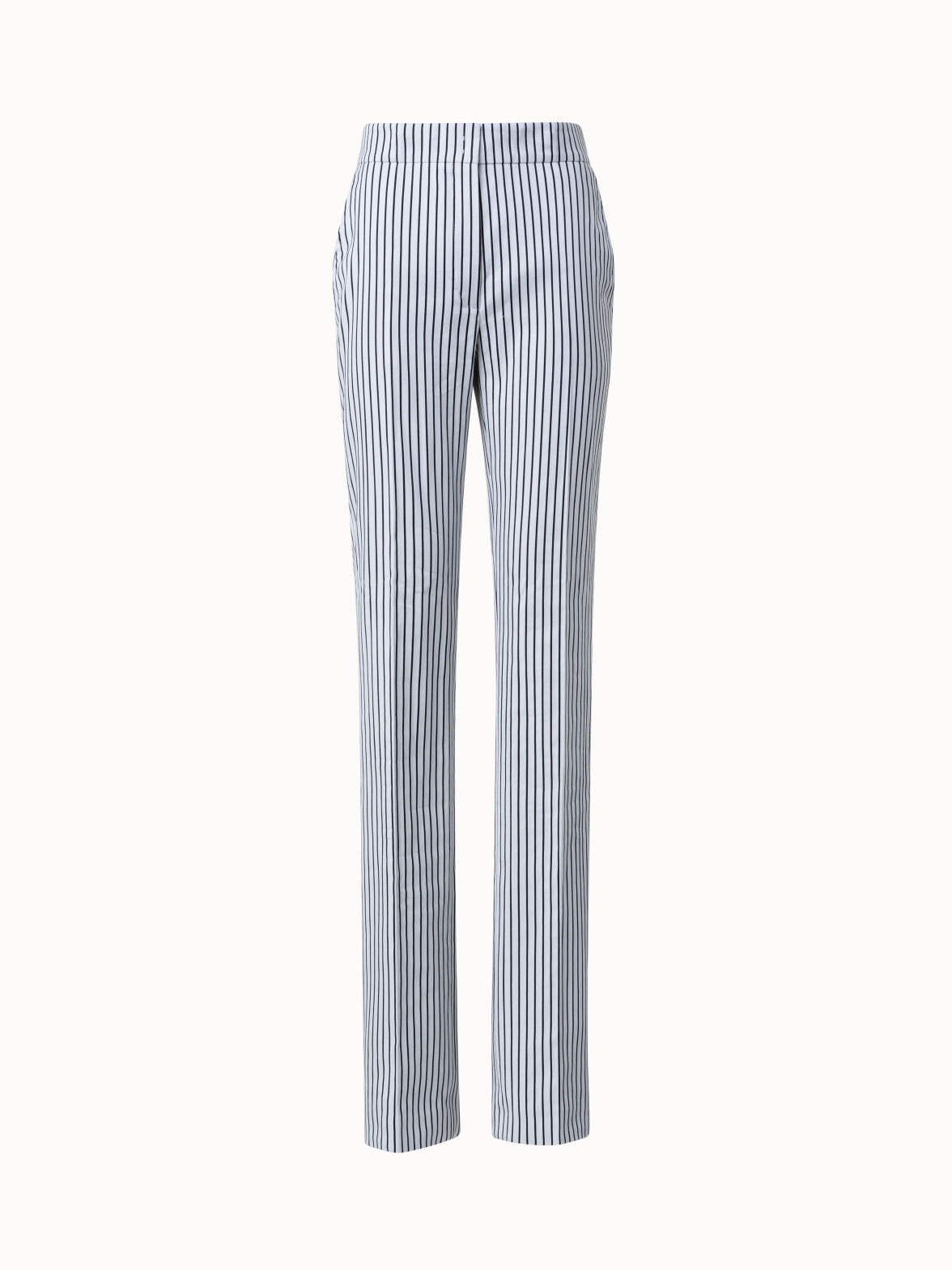 Wool Stretch Crêpe Straight Leg Pants with Side Seam Fringes