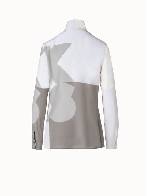 Silk Crêpe Blouse with Composed Letters Print