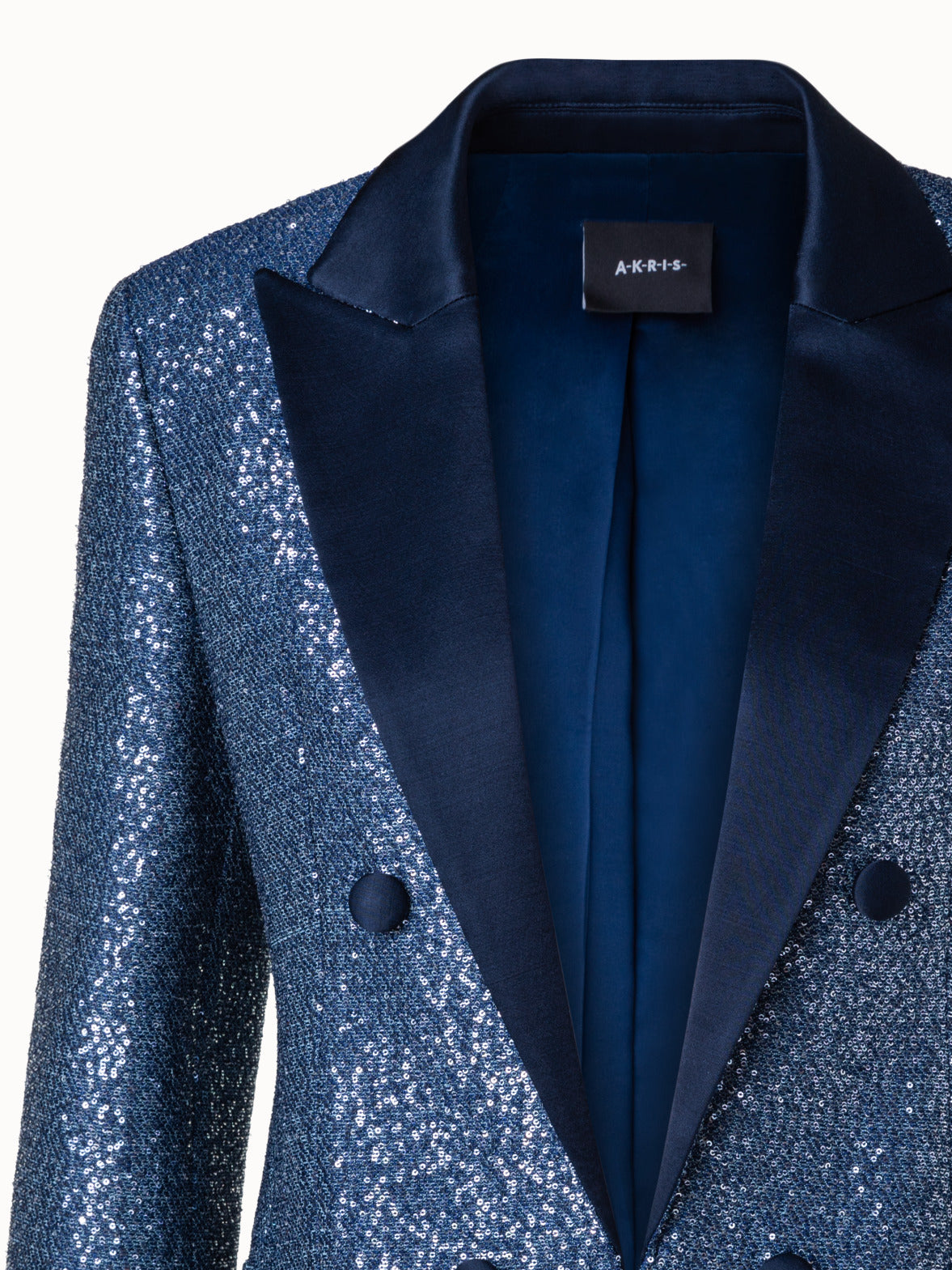 Long Sequins Jacket in Wool Blend - blue
