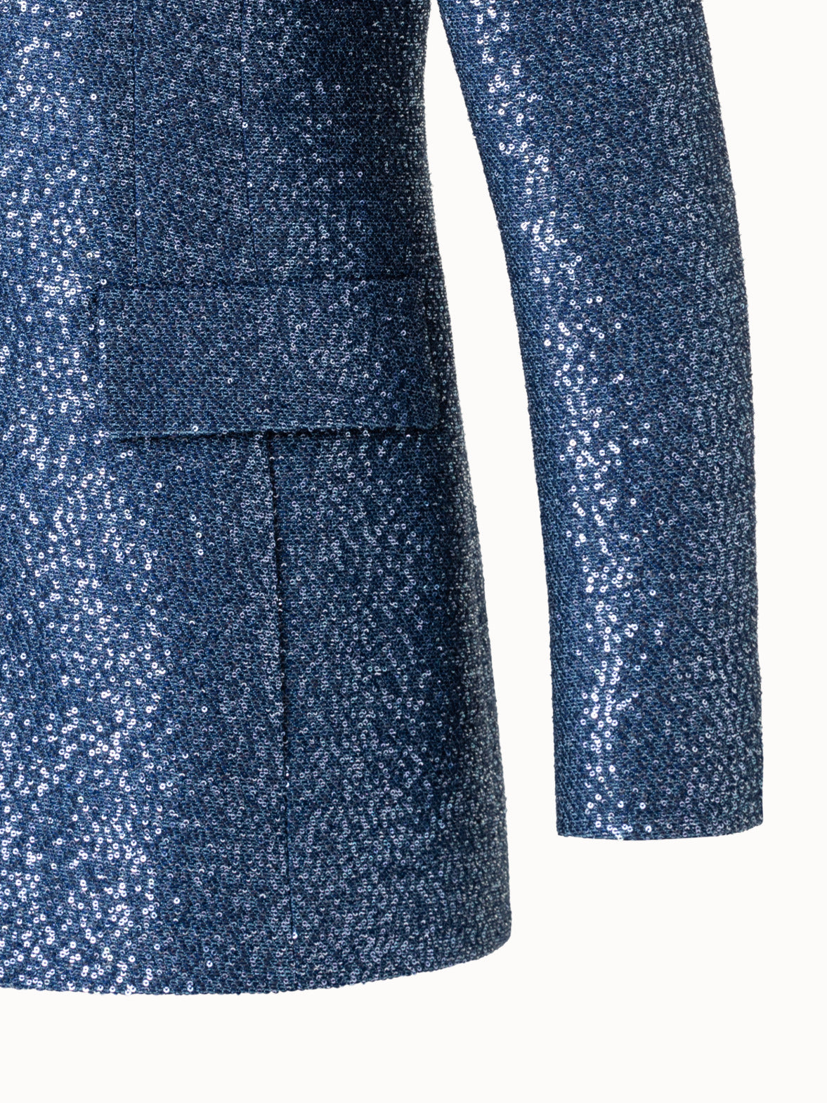 Long Sequins Jacket in Wool Blend - blue