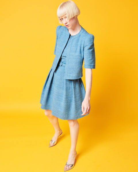 Fit and Flare Denim Dress in Raw Indian Silk