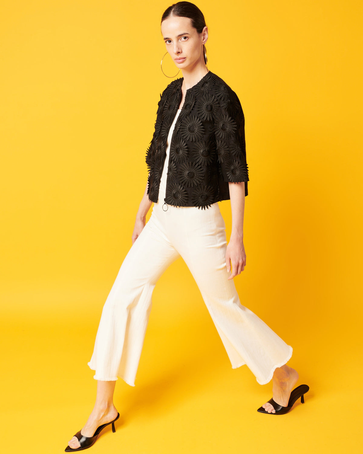 Jacket with Hello Sunshine Embroidery - black