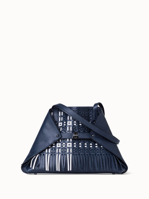 Small Ai Shoulder Bag in Woven Leather with Fringes