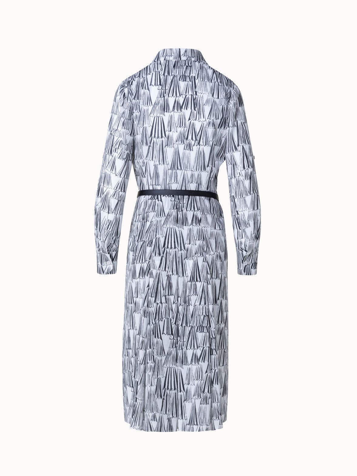 Cotton Shirt Dress with Asagao Print - ecru - multicolor - black