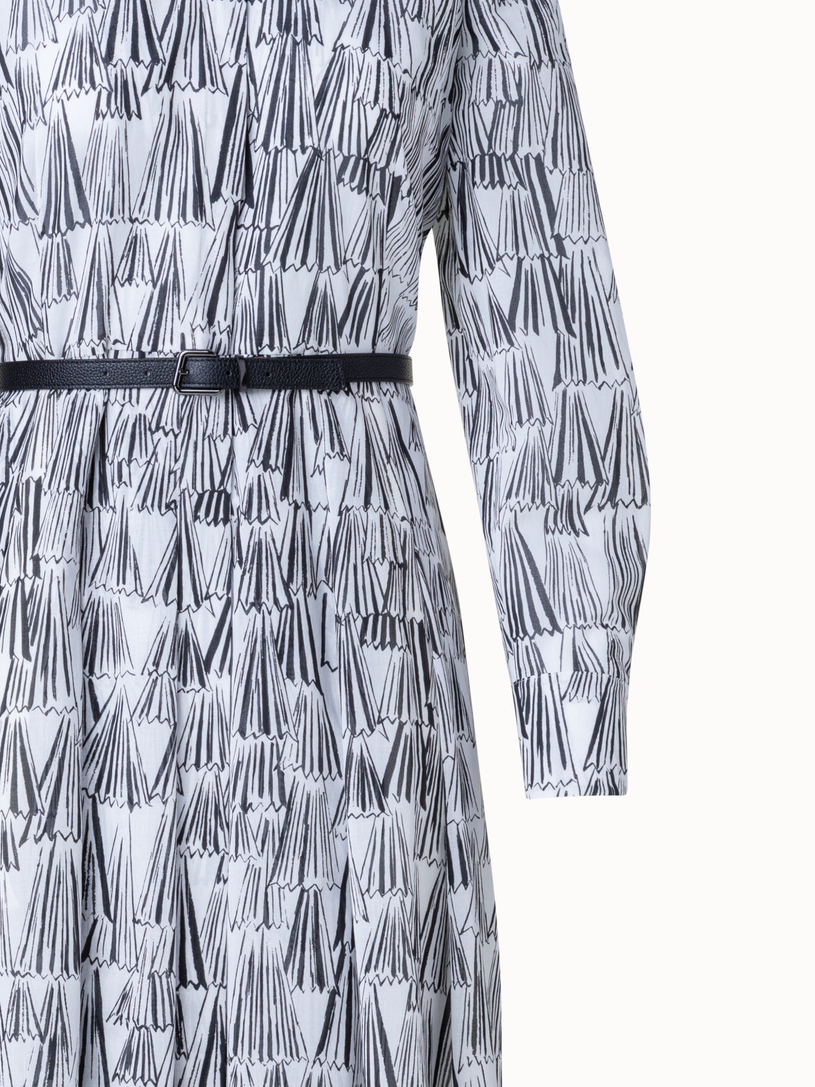 Cotton Shirt Dress with Asagao Print - ecru - multicolor - black