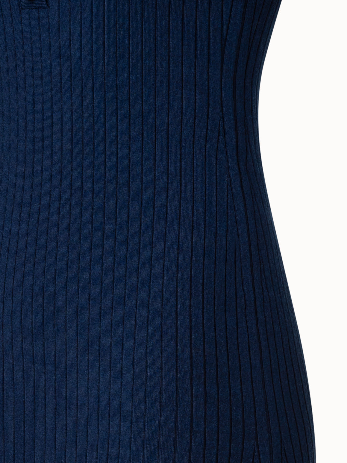 Wool Silk Stretch Knit Midi Dress - blue - navy