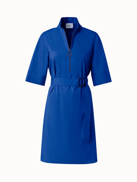 Belted Shirt Dress in Cotton Popeline