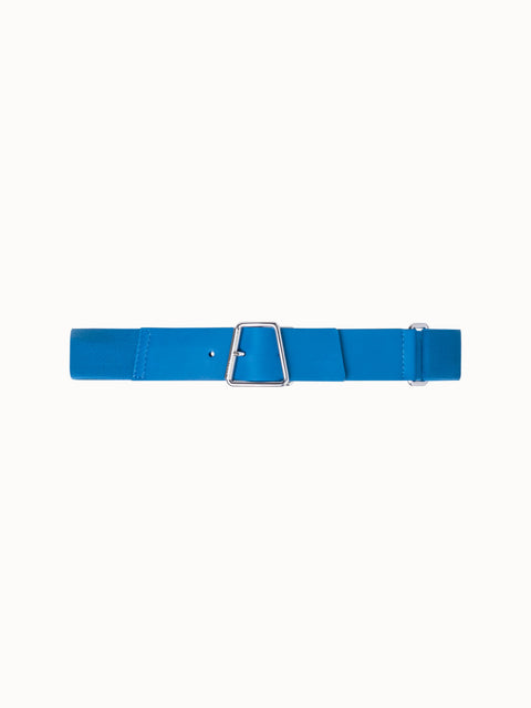 Elastic Belt with Leather Closure and Trapezoid Buckle