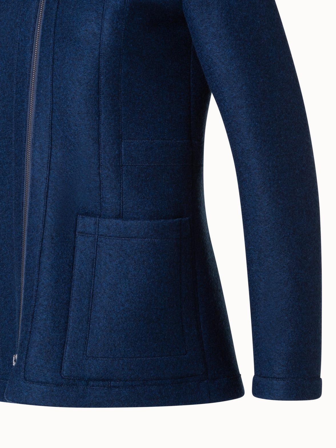Tailored Jacket in 100% Cashmere with Stand Up Collar - blue - navy