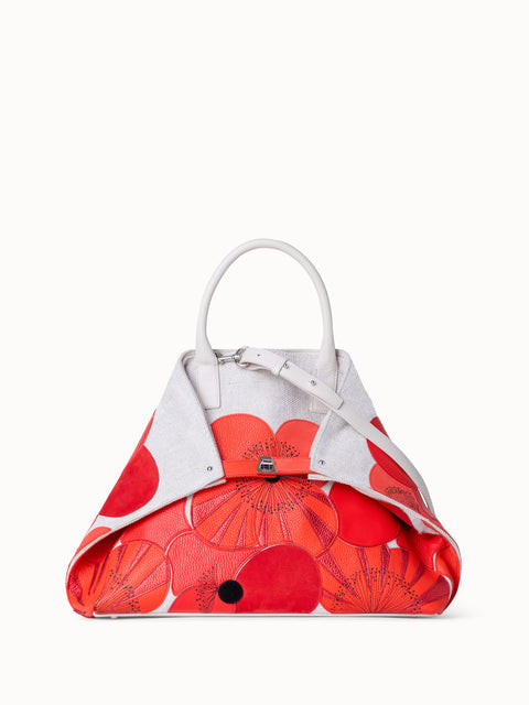 Medium Ai Messenger Bag in Poppies On Canvas Patchwork