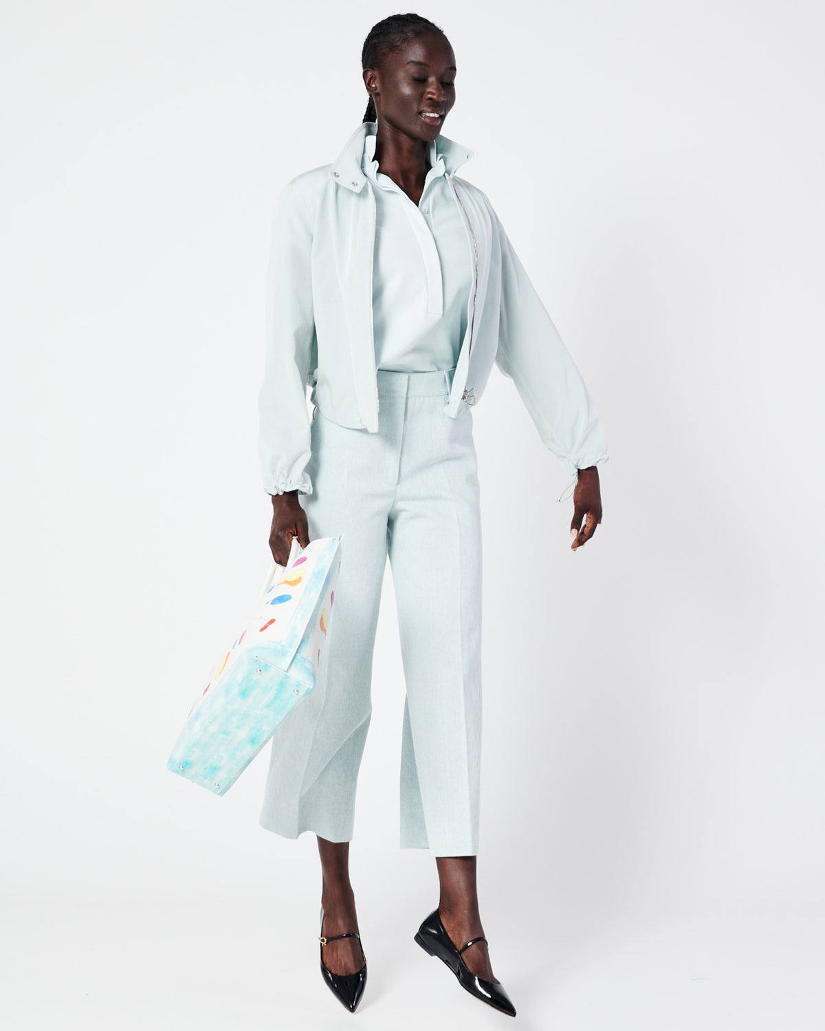 Cotton Taffeta Blouson - blue