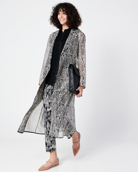 Silk Blend Organza Coat with Asagao Embroidery