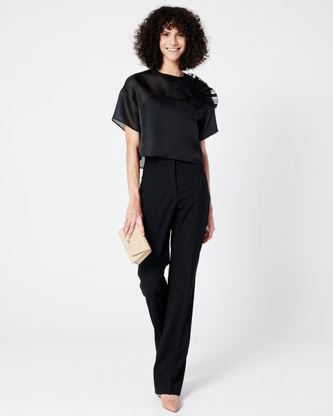 Cropped Blouse in Organza with Poppy