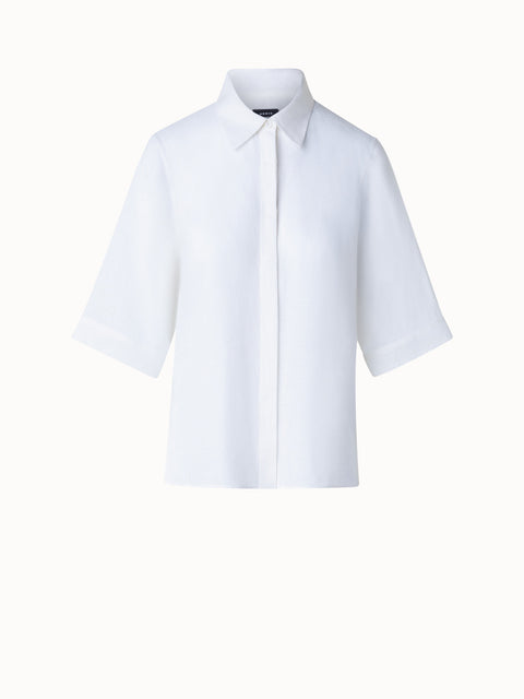 Boxy Shirt Blouse In Linen Voile