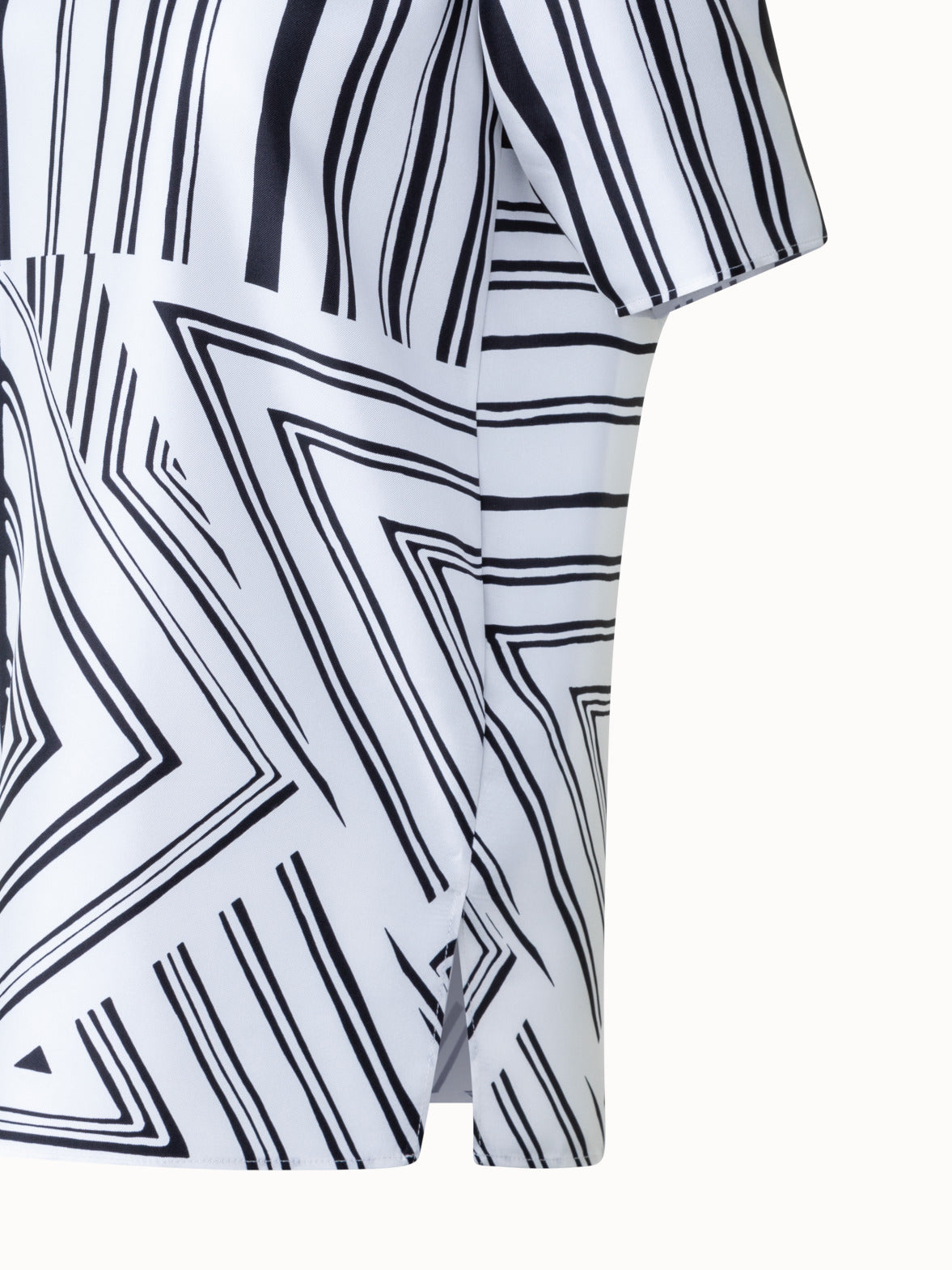 Silk T-Shirt Blouse with Lizzi's Lines Print - ecru - multicolor - black
