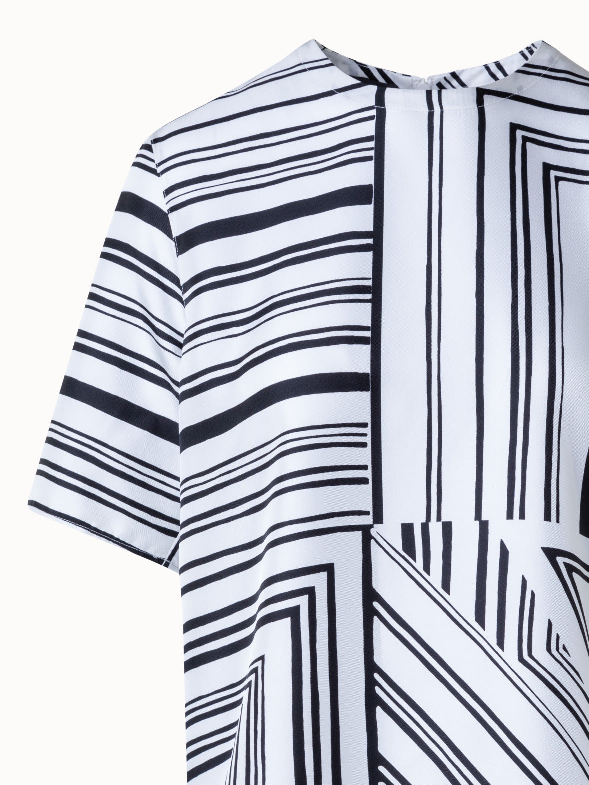 Silk T-Shirt Blouse with Lizzi's Lines Print - ecru - multicolor - black