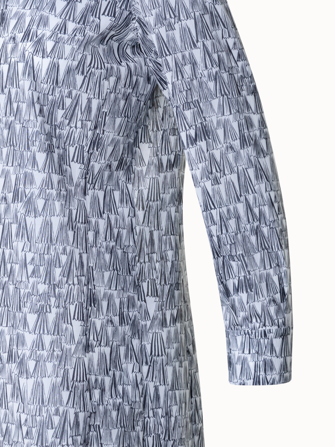 Cotton Voile Tunic Blouse with Asagao Print - ecru - multicolor - black