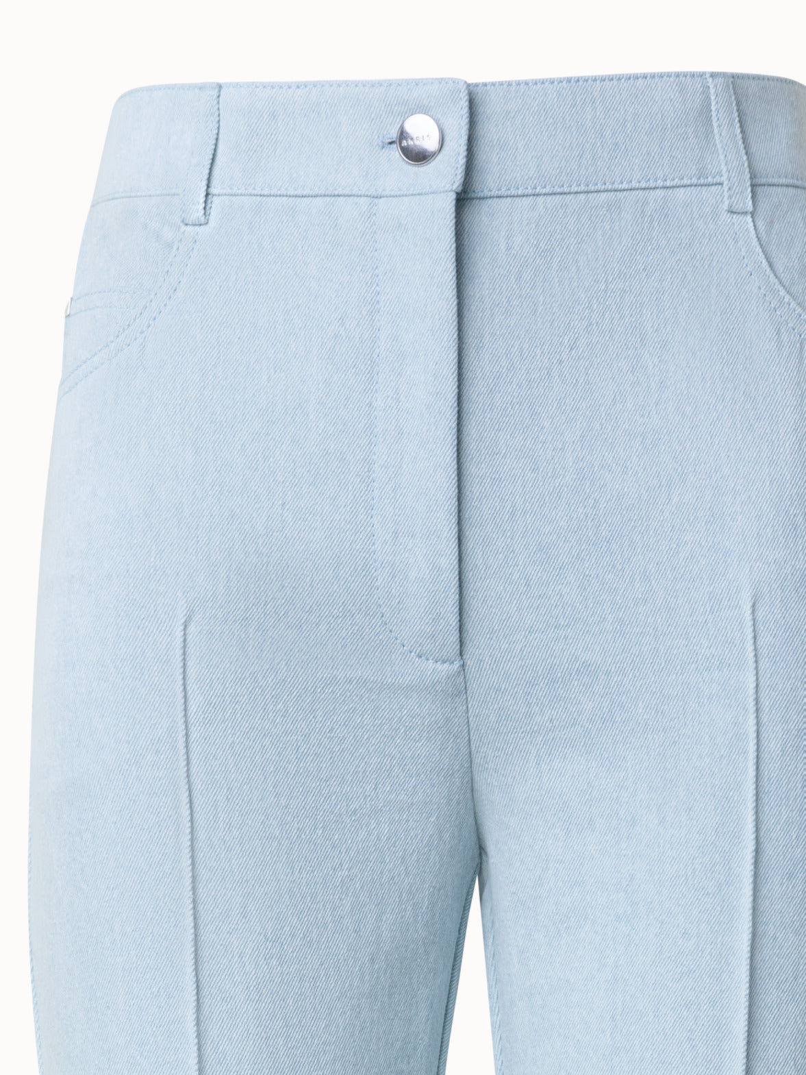 Cotton Denim Bootcut Pants - blue