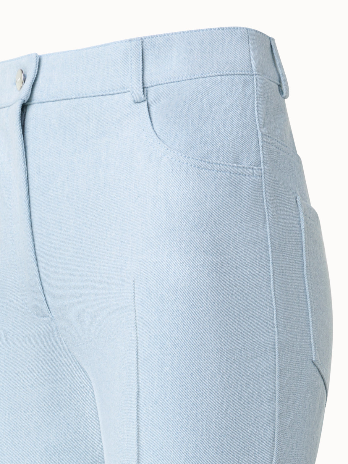 Cotton Denim Bootcut Pants - blue