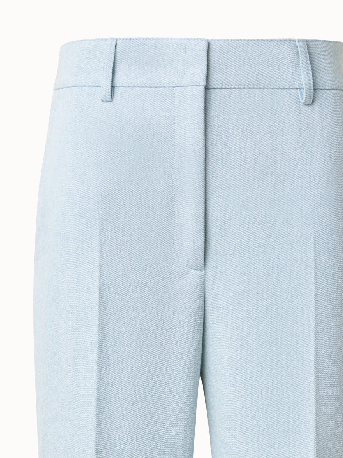 Cropped Cotton Denim Wide Leg Pants - blue