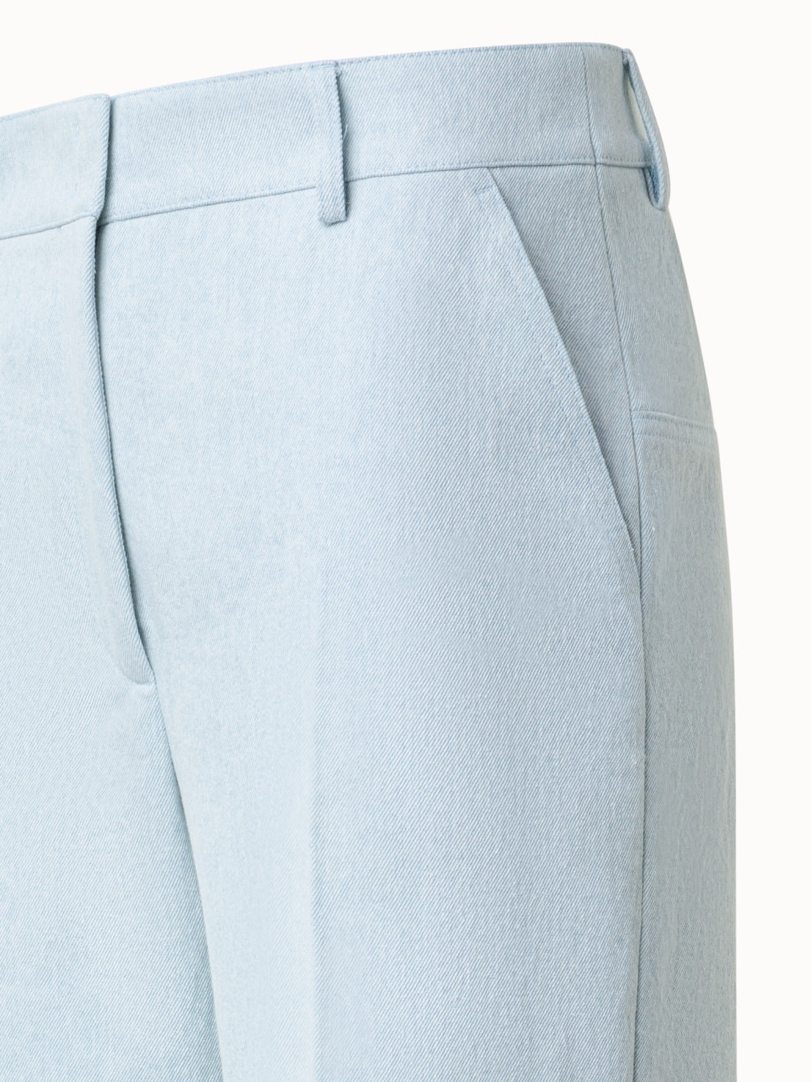 Cropped Cotton Denim Wide Leg Pants - blue
