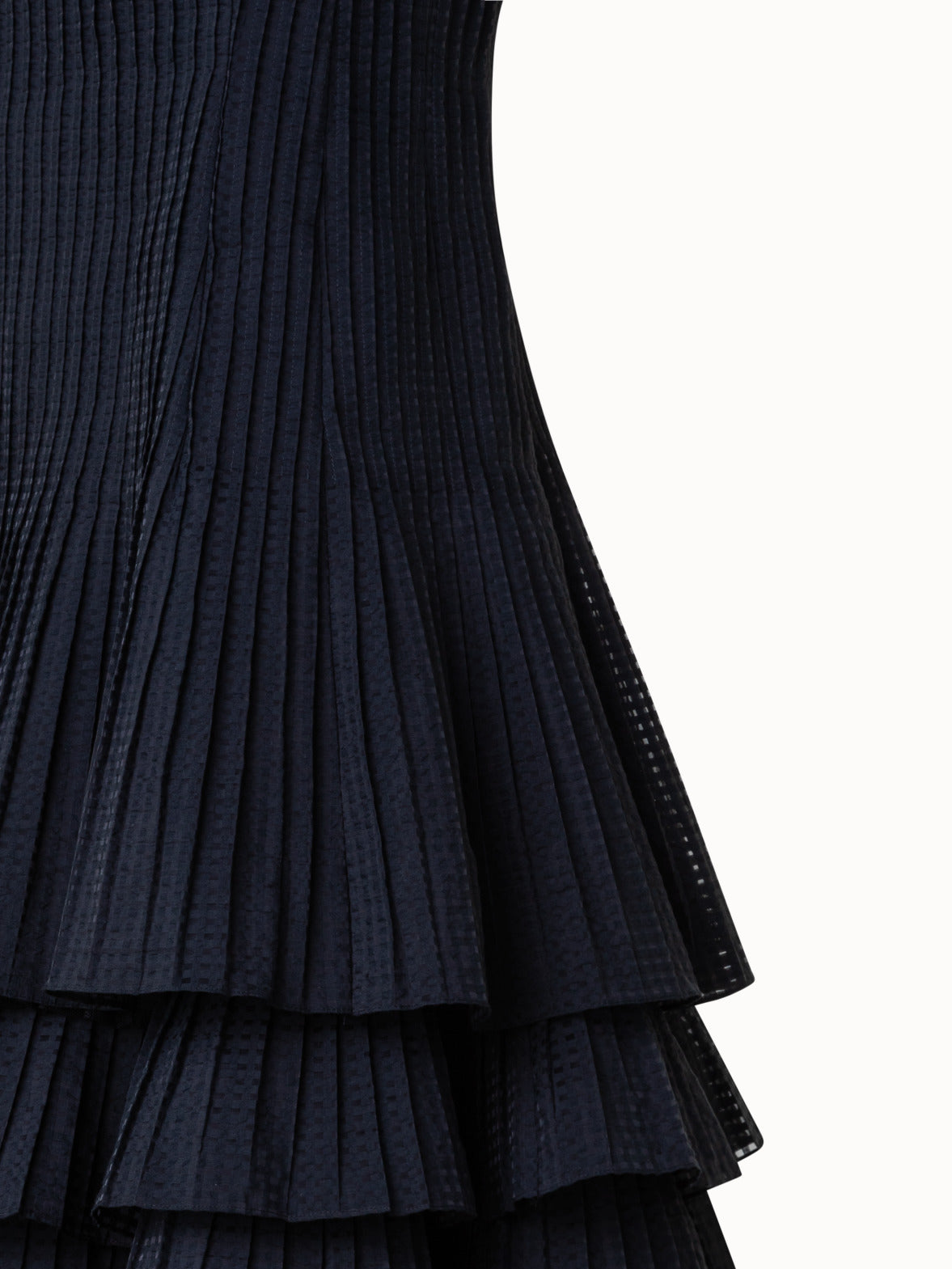 Sleeveless Midi Dress with Pleated Skirt in Semi-Sheer Organza - black