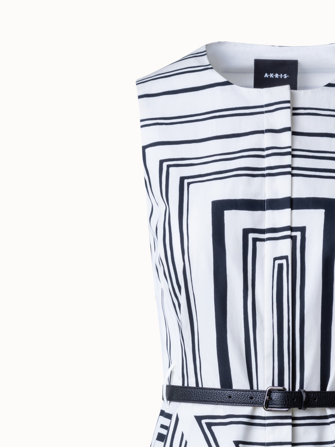 Cotton Midi Dress with Lizzi's Lines Print - ecru - multicolor - black