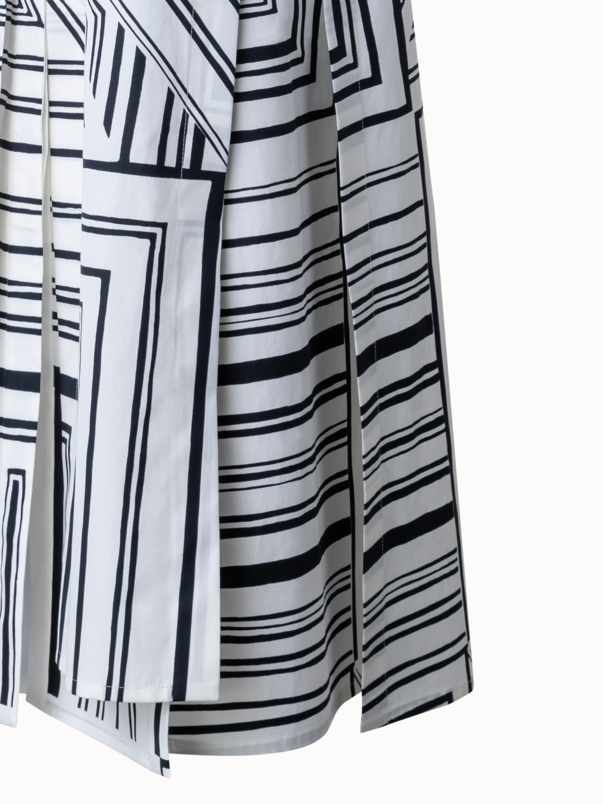 Cotton Midi Dress with Lizzi's Lines Print - ecru - multicolor - black