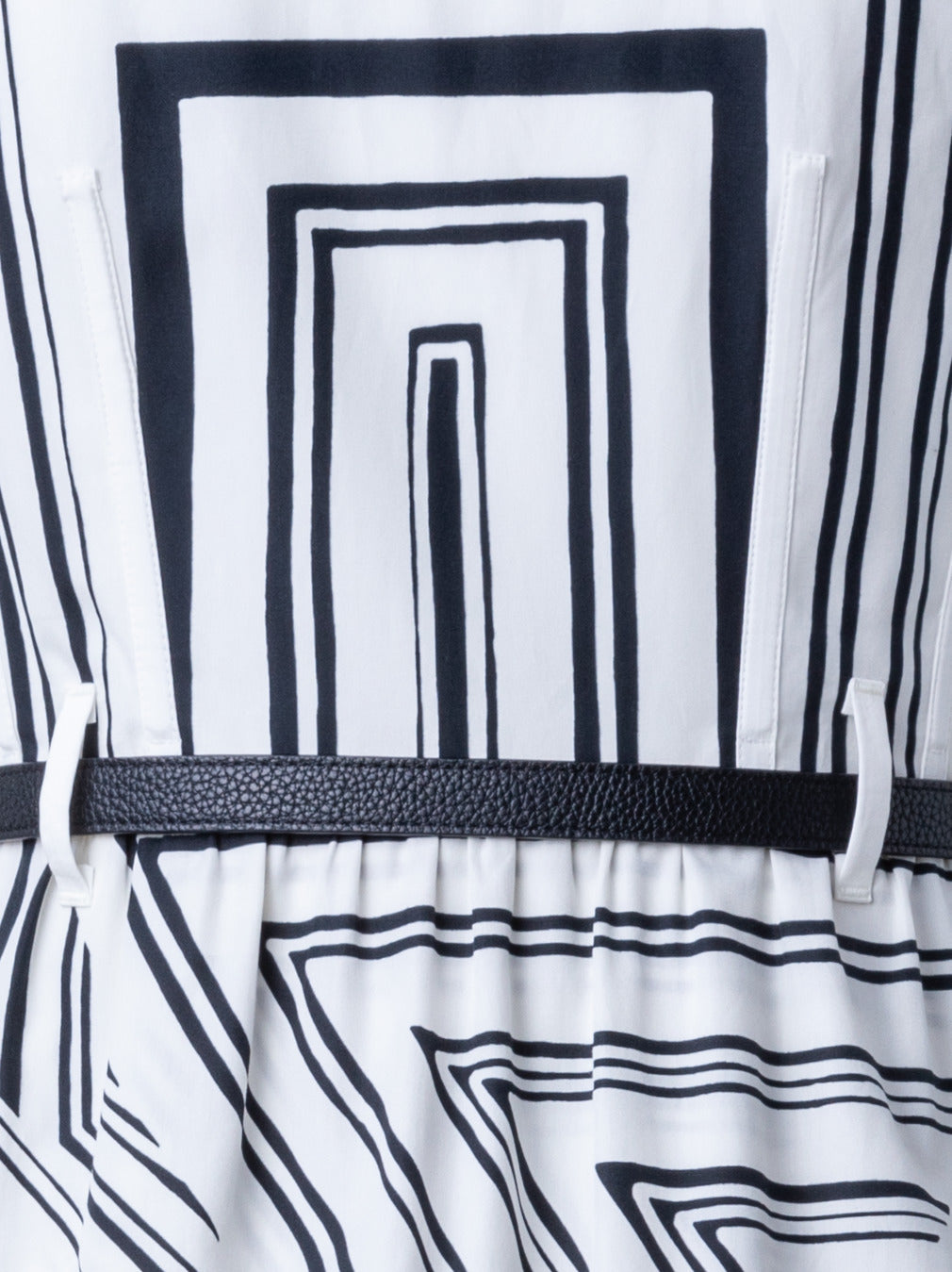 Cotton Midi Dress with Lizzi's Lines Print - ecru - multicolor - black
